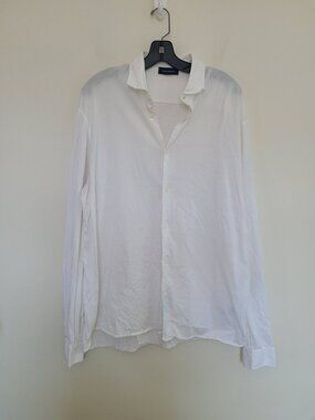 Thom Sweeney Cotton Button Up Shirt White Stretchy size 3XL